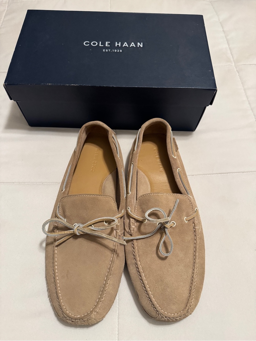 Mens Cole Haan Tan Suede Driver Loafers- Size 13